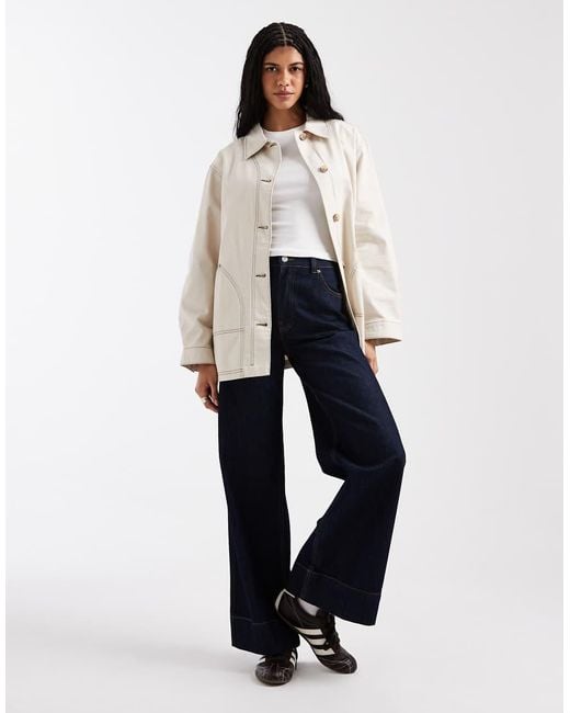 ASOS Natural Oversized Cotton Harrington Jacket