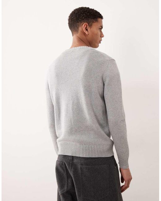 Polo Ralph Lauren Gebreide Trui Van Zwaargewicht Katoen Met Icoonlogo in het Gray