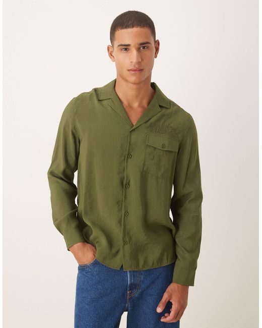 ASOS – strukturiertes relaxed fit hemd in Green für Herren