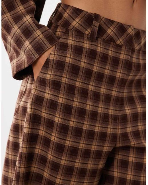 ASOS Brown Brushed Checked Tailored Pants