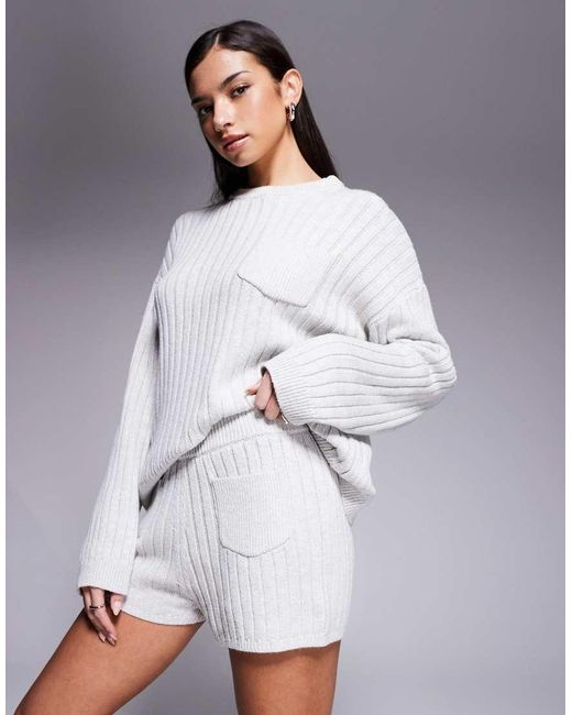 The Frolic Gray Exclusive Cotton-rich Ribbed Knit Pocket Front Micro Shorts