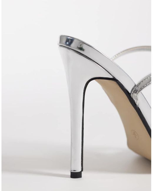 Kaiia White Exclusive 00s Strappy Heart Chain Detail Heeled Sandals