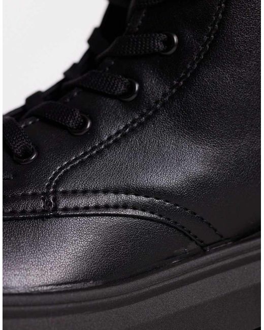 ASOS Black Ava Lace Up Flat Boots