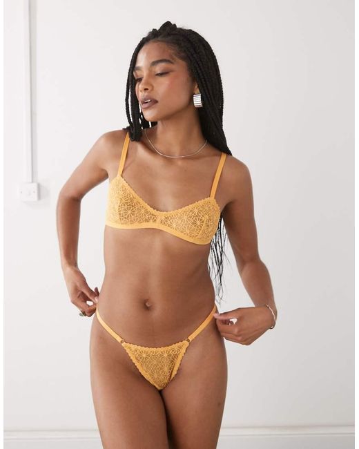 Motel Brown Uras Lace Thong