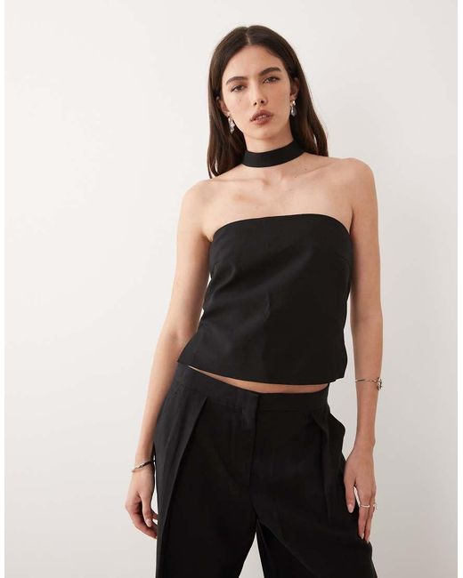 Mango Black Maris Sleeveless Top With Neck Detail