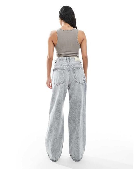 Stradivarius White Petite D88 baggy Jean