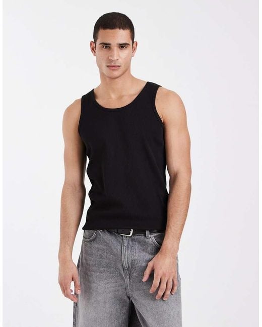 Brave Soul Black Ribbed Racer Vest for men