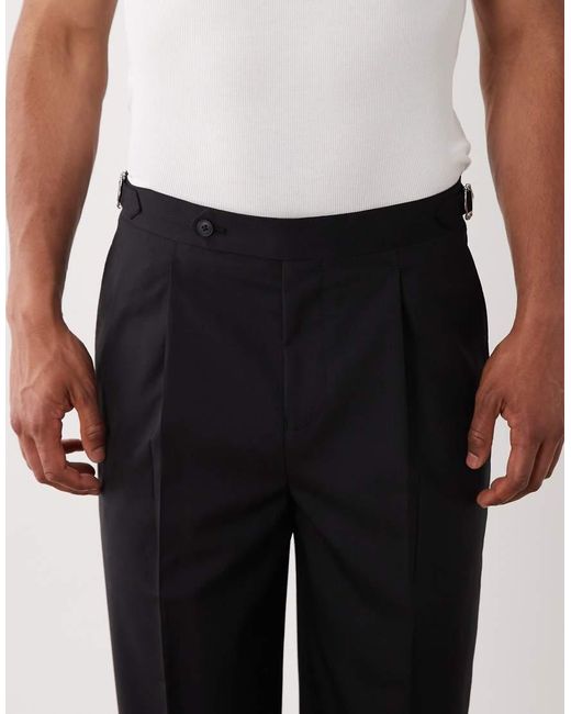 ASOS Black Premium Relaxed Tapered Suit Pants for men
