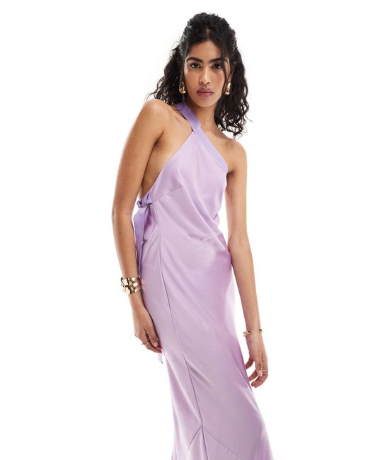 ASOS Pink One Shoulder Maxi Dress With Grosgrain Strap