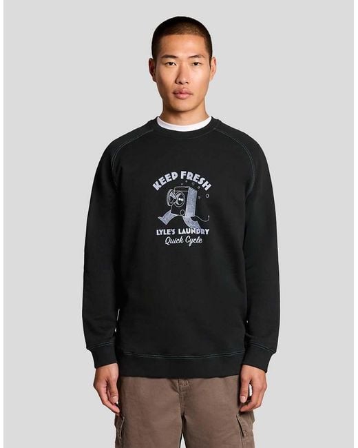 Lyle & Scott Black Mid Layers Keep Fresh Graphic Sweatshirt for men