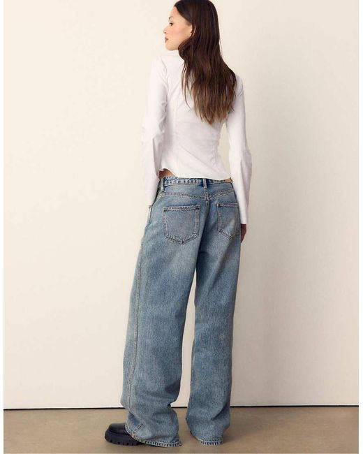 Stradivarius Blue Plain Gathered Shirt