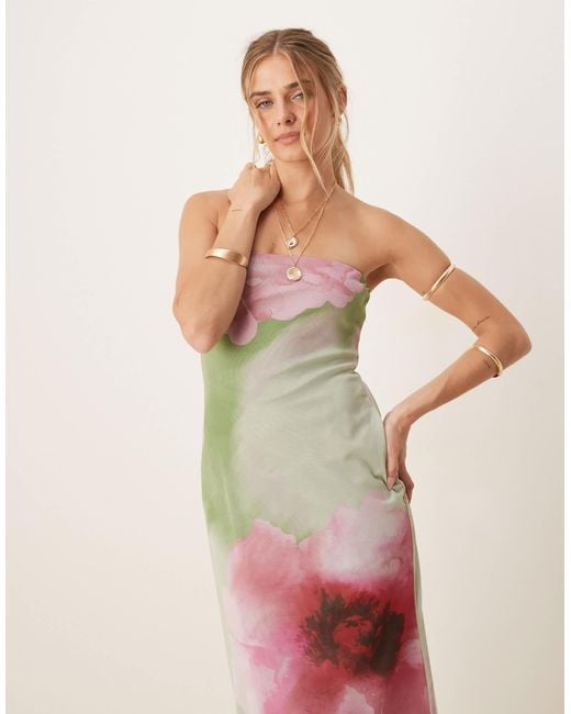 ASOS Multicolor Mesh Bandeau Midi Dress