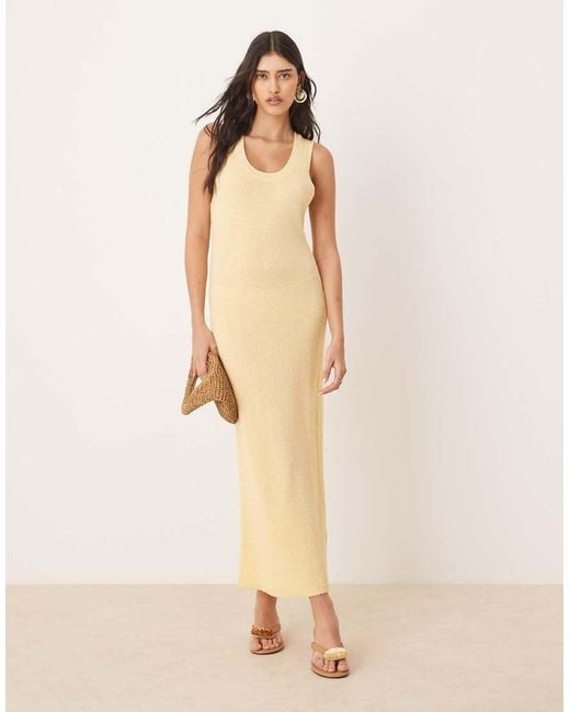 ASOS Natural Knitted Scoop Neck Textured Midaxi Dress