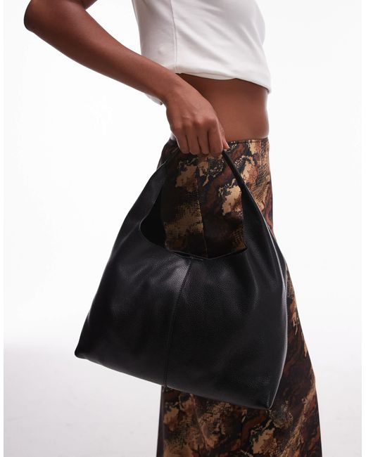 & Other Stories Black Small Leather Tote Bag