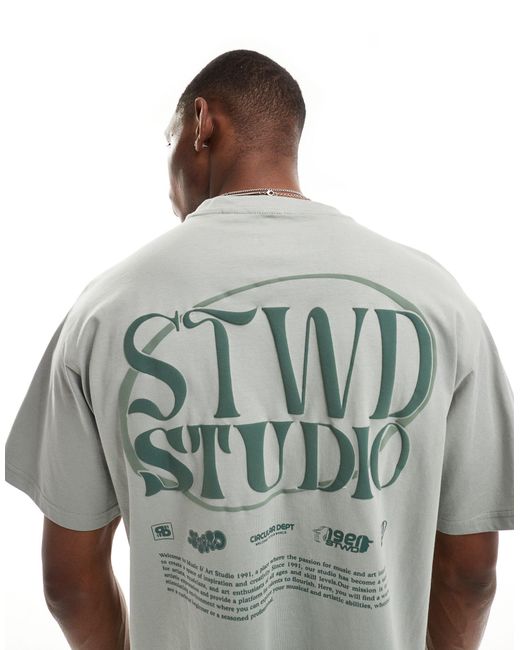 Stwd - t-shirt imprimé au dos Pull&Bear pour homme en coloris Gray