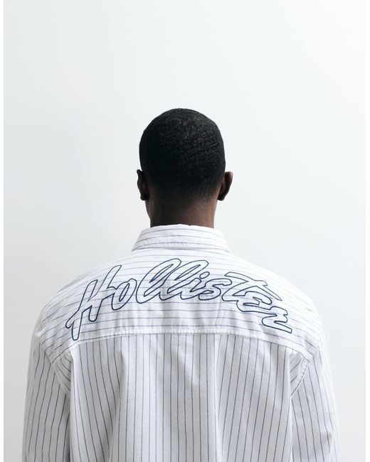 Hollister White Long Sleeve Poplin Shirt for men