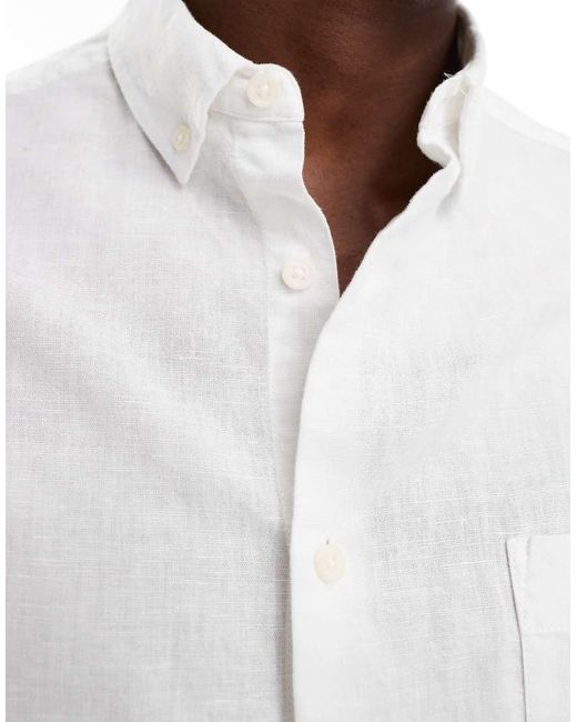 ASOS White 90S Oversized Linen Blend Shirt for men