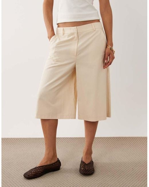 ASOS Natural Wide Leg Clean Bermuda Short