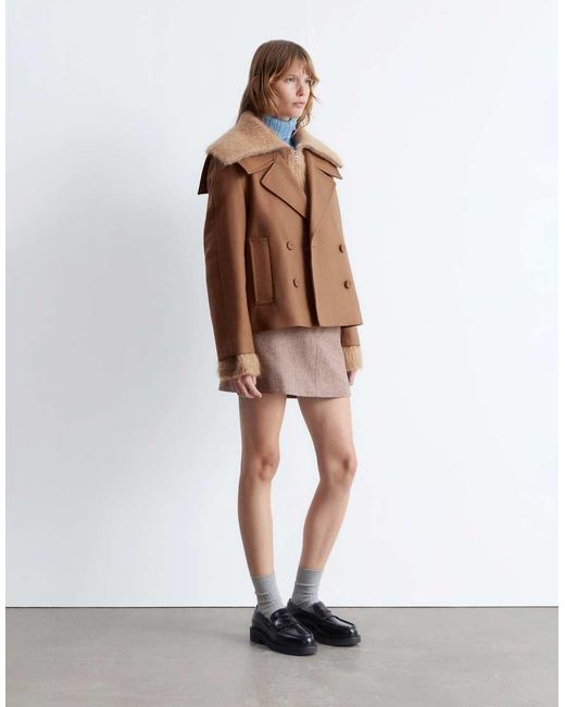 & Other Stories Black Short Peacoat With Strapped Cuffs