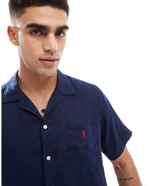 Polo Ralph Lauren – kurzärmliges hemd aus leinen in Blue für Herren