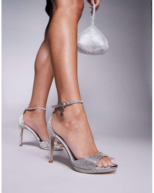 Steve Madden Purple Evers-r High Heeled Sandals With Crystal Embellishment