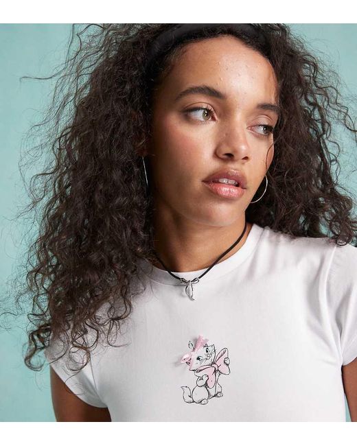 Miss Selfridge Gray Disney Marie T-Shirt With Bow Detail
