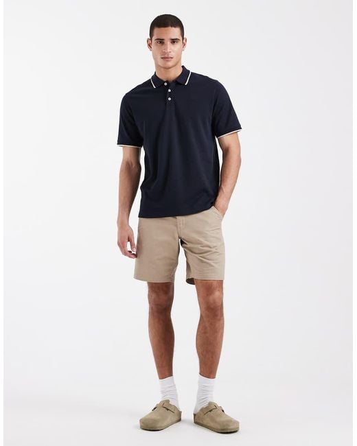 Jack & Jones Blue Premium Tipped Collar Polo for men