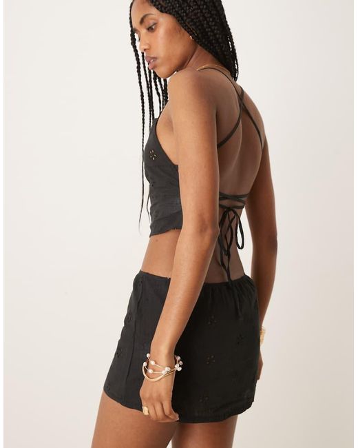Motel Black Olsa Broderie Mini Skirt