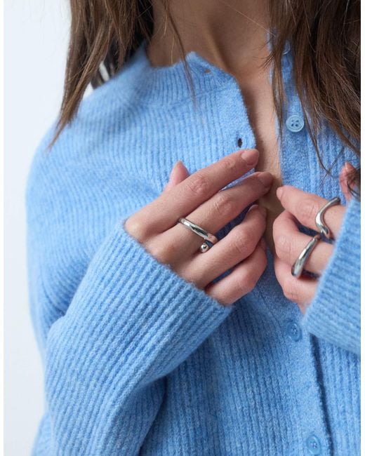 ASOS Blue Rib Knit Basic Cardigan