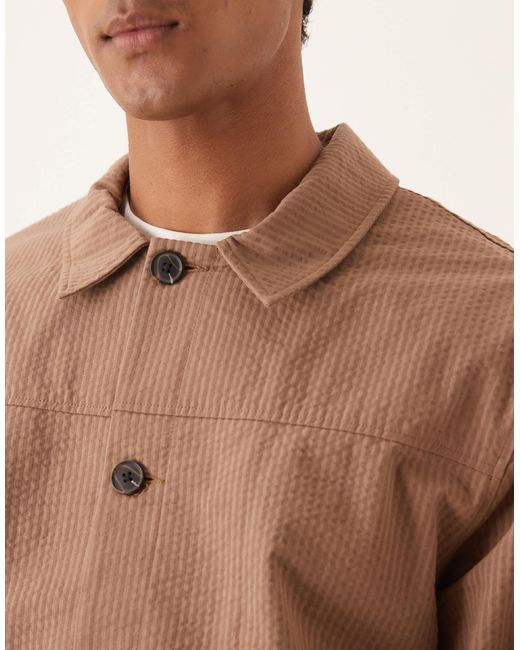 ASOS – elegante harrington-jacke aus seersucker in Natural für Herren