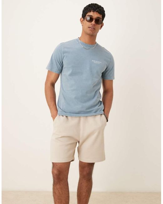 Pantaloncini Basic Slim Di Media Lunghezza Color Pietra di ASOS in Blue da Uomo