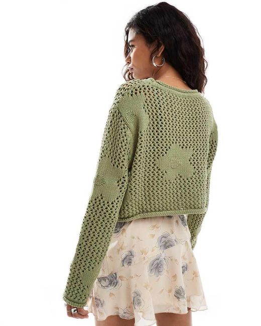 Bailey Rose Green Open Knit Jumper