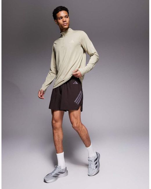 Adidas Originals Gray Adidas Running Adi365 Shorts With Reflective 3 Stripes for men
