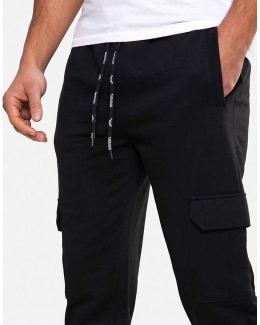 Threadbare Black Cargo Style Joggers for men