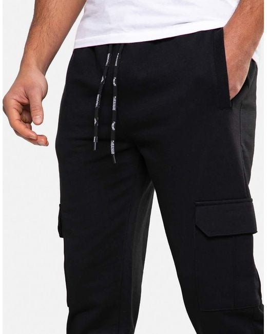Threadbare Black Cargo Style Joggers for men