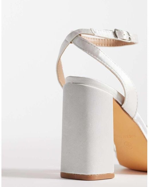SEQWL White Clark Pearl Embellished Block Heeled Sandal