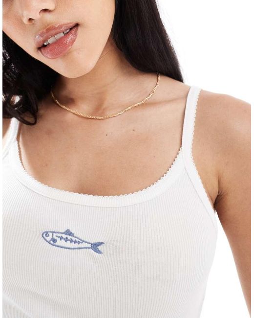 Pull&Bear Camihemdje Met Grafische Sardines-Print in het White