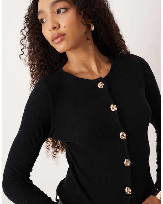 ASOS Blue Supersoft Neat Fit Cardigan With Gold Button Detail