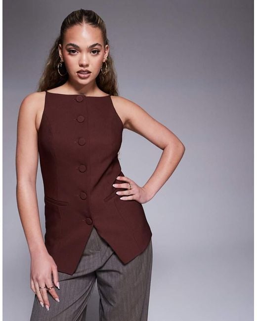 River Island Purple Square Neck Strappy Waistcoat