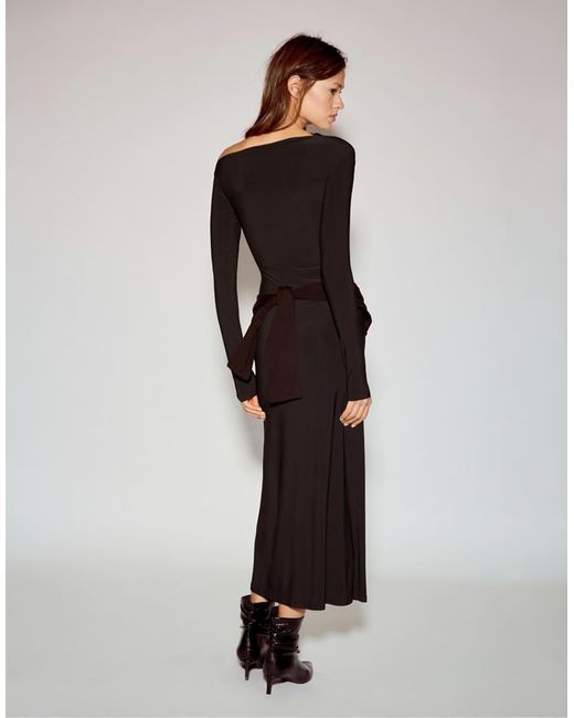 Pull&Bear Black Soft Draped Midi Dress
