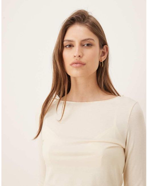 Mango Natural Boat Neck Flared Sleeve T-shirt