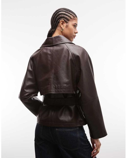 ASOS Black Real Leather Belted Jacket