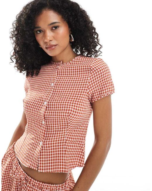 ASOS Pink Slim Fitting Cap Sleeve Co-Ord Blouse