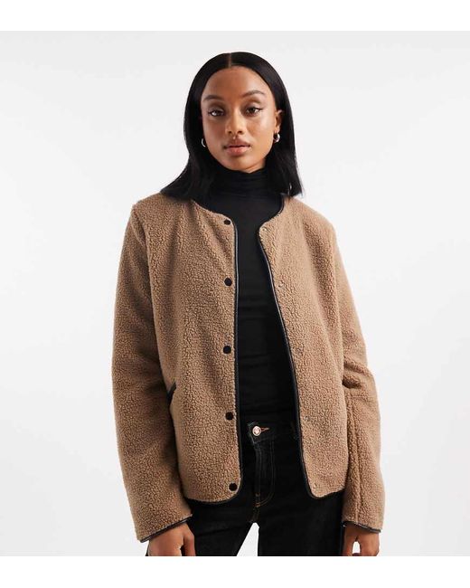Vero Moda Brown Lightweight Contrast Teddy Jacket
