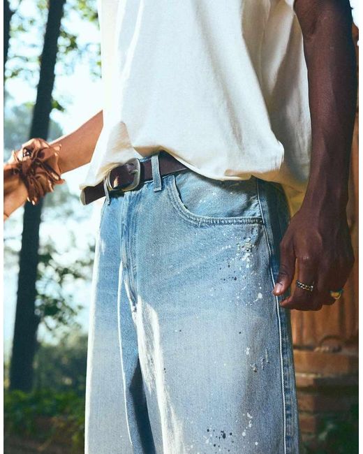 Bershka Green Super baggy Jeans for men
