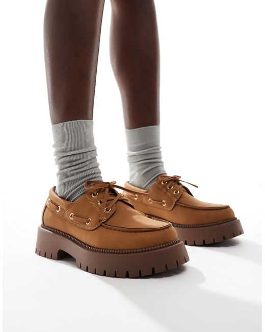 SEQWL Brown Exton Chunky Platform Boat Shoes