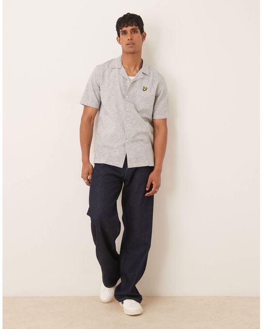 Lyle & Scott – lockeres oxford-hemd aus leinenmix in Natural für Herren