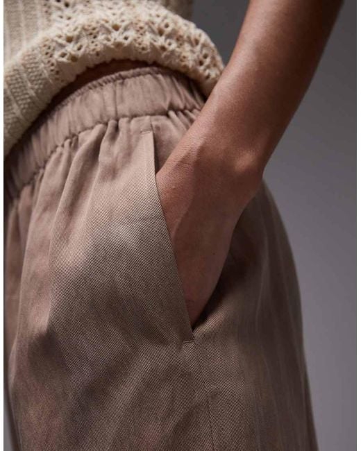 Mango Brown Crinkle Elasticated Waist Straight Leg Trouser