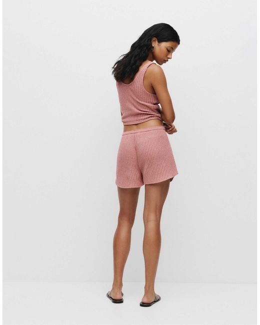Pull&Bear Pink – shorts aus offenmaschigem strick