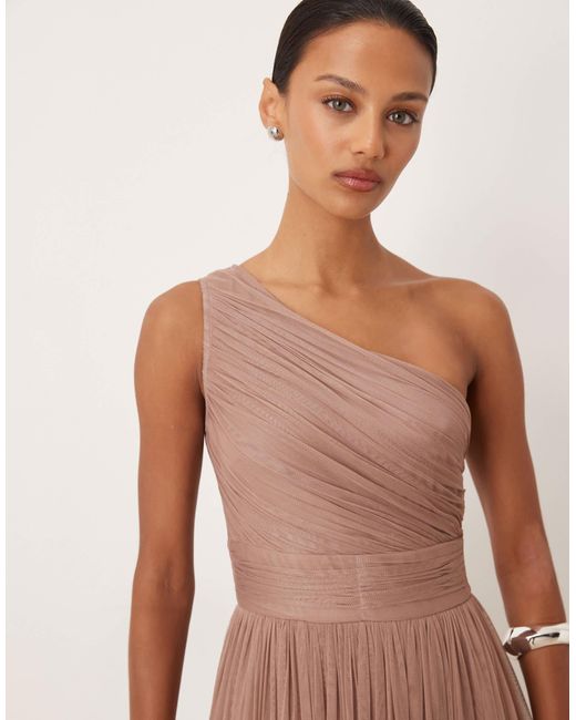 lace and beads one shoulder tulle dress Lace & Beads - One-Shoulder Maxi Dress - Women - Polyester